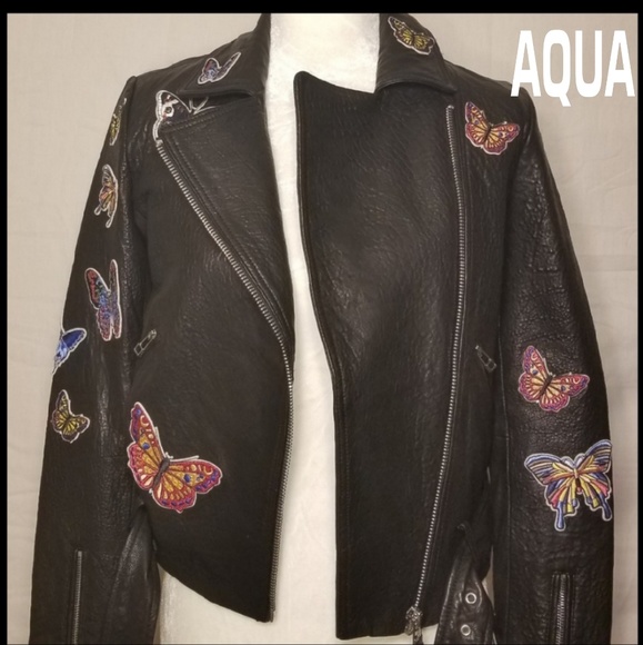 Aqua Jackets & Blazers - 🌿NWT Aqua Leather Motorcycle Jacket